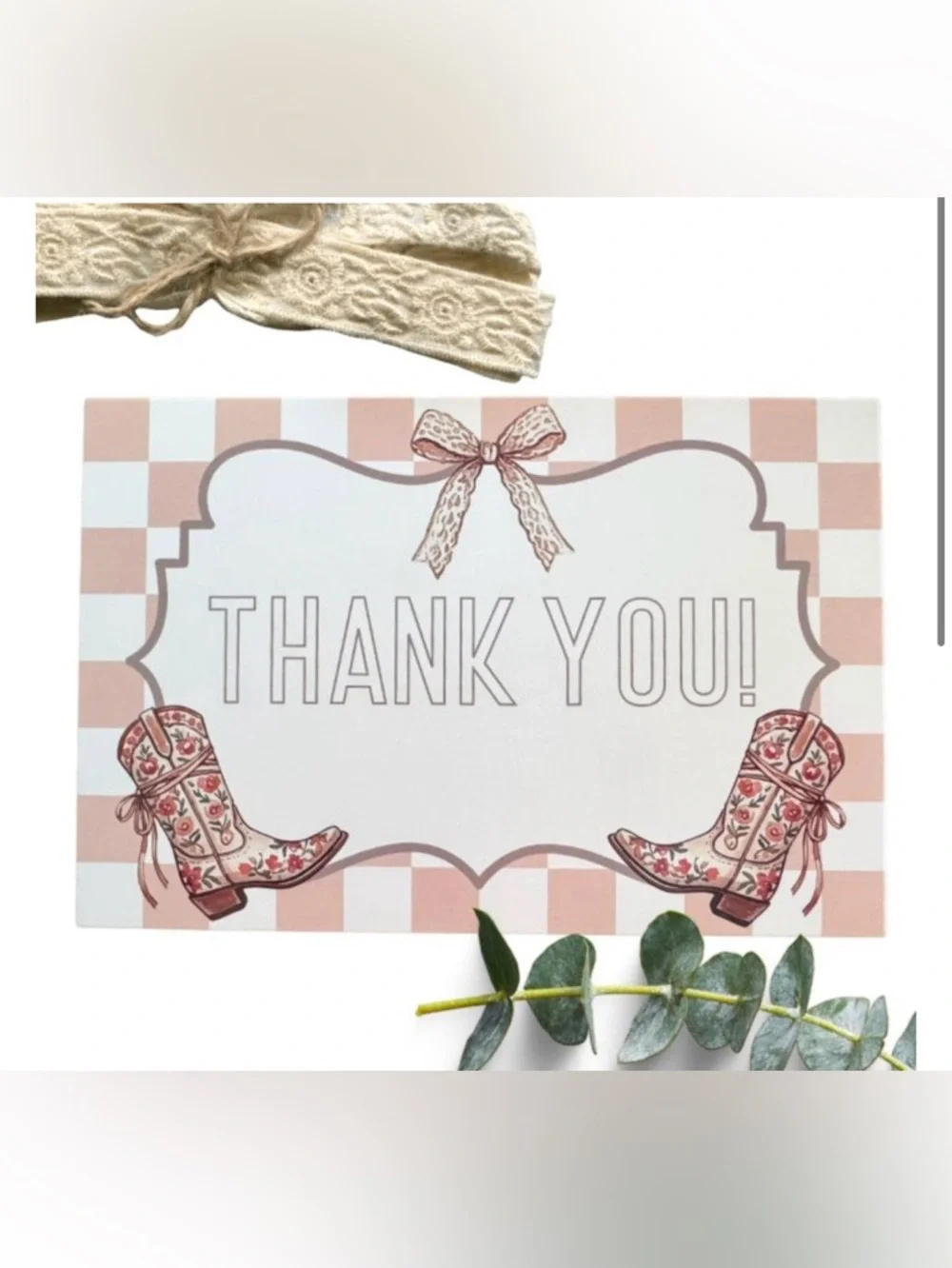 NEW! 25 Cowgirl Thank you Premium Cardstock- 4 x 6 inch
